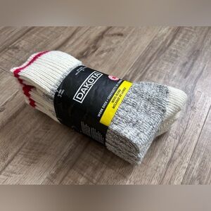 Dakota wool blend Men's Work Socks classic White & Gray Red Stripe breathable